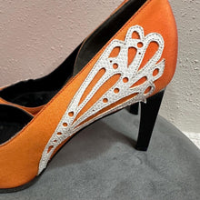 Christian Lacroix Orange Lace Detail Heels  Pointed Toe Stiletto Pumps EU 38 UK 5 Vintage Designer