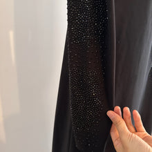 Black Rhinestone Maxi Dress, Long Sleeve Evening Gown, Minimalist Partywear