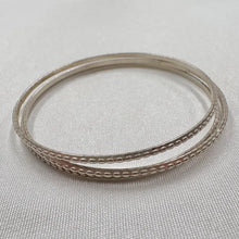 Vintage Champagne Silver Tone Stacking Bangles Set of 3 | Minimal Textured Layering Bracelets | Everyday Jewellery