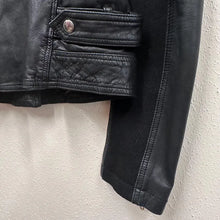 Whistles Black Leather Moto Biker Jacket | Genuine Leather YKK Zip Women's UK 10