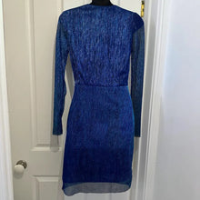 Vintage Electric Blue Metallic Pleated Mini Dress | 1980s Sheer Ruffle Party Cocktail Dress