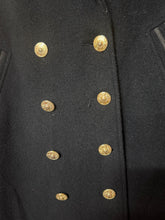 Vintage 80s Black Military Coat – Gold Buttons, Structured Wool