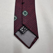 Vintage Mitsukoshi 100% Silk Tie Burgundy Red Green Geometric Pattern Japanese Necktie