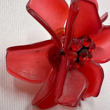 Vintage Red Acrylic Flower Earrings | Statement Floral Stud Earrings | Translucent Beaded Flower Earrings