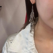 Vintage Silver Key Charm Dangle Earrings – Long Statement Heart & Lock Drop