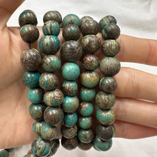 Vintage Turquoise Brown Beaded Necklace / Double Strand Long Necklace / Earth Tone Statement Jewelry / Layering Necklace