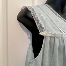 Vintage Baby Blue Maxi Nightgown / Lady Lyn Lace Nightdress / 70s Romantic Lingerie Dress