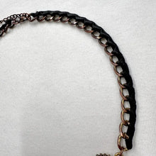 Vintage Chunky Statement Necklace – Oversized Circular Pendant, Faceted Black Stone, Bold Gold Tone Chain