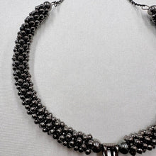 Vintage Gunmetal Mandala Choker Necklace | Boho Gothic Beaded Choker | Adjustable Statement Collar Necklace | Dark Silver Pendant Jewelry