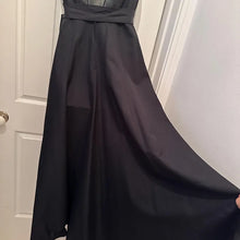 Vintage Handmade Black Evening Gown with Iridescent Rhinestone Straps & Detachable Bow Belt - Open Back Formal Maxi Dress
