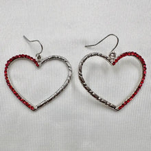Vintage Rhinestone Open Heart Dangle Earrings | Silver Tone Y2K Romantic Jewelry