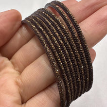 Set of 8 Vintage Glitter Bangles / Brown Stackable Bracelets / Boho Retro Jewelry Set