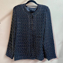 Vintage Black Beaded Jacket | Iridescent Sheer Evening Cardigan, Art Deco Style