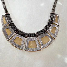 Vintage Beige Statement Necklace / Y2K Chunky Necklace / Silver Tone Collar Necklace / Retro Acrylic Necklace / Minimal Statement Jewelry
