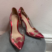 Gianvito Rossi Red Metallic Leather PVC Pointed Stiletto Heels UK 5