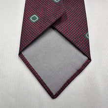 Vintage Mitsukoshi 100% Silk Tie Burgundy Red Green Geometric Pattern Japanese Necktie