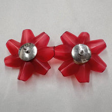 Vintage Red Acrylic Flower Earrings | Statement Floral Stud Earrings | Translucent Beaded Flower Earrings