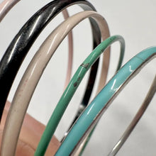 Vintage Enamel Bangle Set | Stackable Retro Jewelry, Black, Pink, Blue, Green Beige