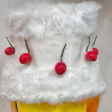 Vintage White Faux Fur Cherry Bucket Hat | Y2K Retro Statement Cap
