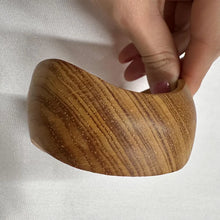 Vintage Carved Wood Bangle | Wide Wooden Bracelet | Sculptural Statement Cuff | Natural Grain Bohemian Jewelry