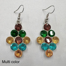 Vintage Rhinestone Cluster Drop Earrings | Silver Tone Statement Jewelry