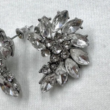Vintage Crystal Cluster Stud Earrings – Silver Rhinestone Statement