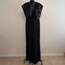 Boohoo Occasion Black Sequin Jumpsuit, V-Neck Wide Leg Evening Wear (UK 14)