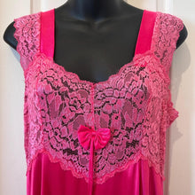 Vintage Fuchsia Satin Peignoir Set – Lace Trim Maxi Nightgown & Robe