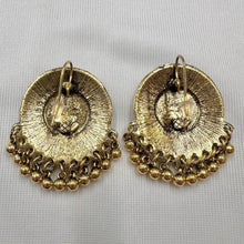 Vintage Boho Gold Medallion Earrings | Rhinestone & Coin Fringe Drop Earrings | Ethnic Statement Earrings