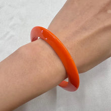 Vintage Orange Acrylic Bangle Bracelet | Glossy Retro Chunky Bracelet | 70s Style Statement Jewelry