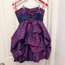 Flirt by Maggie Sottero Purple Plaid Strapless Bubble Dress | Corset Back Prom Party Gown