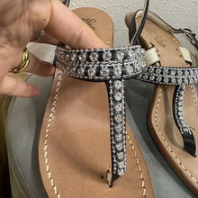 Vintage Italian Leather Rhinestone T-Strap Heels – Safari Club Positano Sandals (EU 38)