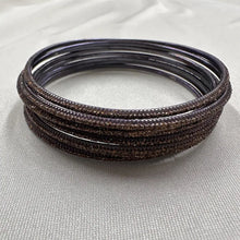 Set of 8 Vintage Glitter Bangles / Brown Stackable Bracelets / Boho Retro Jewelry Set
