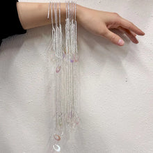 Vintage Wrap-Around Beaded Fringe Bracelet | Iridescent Sequin & White Bead Cuff | Boho Statement Jewelry
