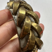 Vintage Brutalist Chain Link Bangle / Sculptural Gold Tone Bracelet / Chunky Statement Cuff