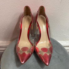 Gianvito Rossi Red Metallic Leather PVC Pointed Stiletto Heels UK 5