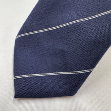 Vintage Australian “Bushko” Navy Striped Tie with White Diagonal Lines