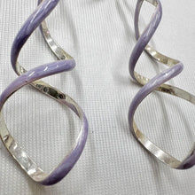 Vintage Marbled Resin Spiral Dangle Earrings | Silver Tone Statement Jewelry