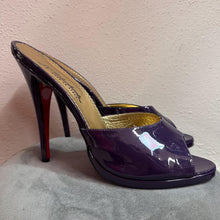 Vintage Italian Heels Purple Patent Leather Mule Sandals Stiletto Heels Made in Italy Size 45