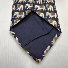 Vintage Jim Thompson 100% Silk Elephant Print Necktie Navy Blue