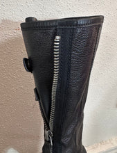 Black Leather High-Heel Zip-Detail Boots