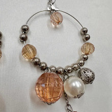 Vintage Brown Beaded Hoop Statement Earrings | Bronze & Faux Pearl Dangle Earrings | Boho Oversized Hoop Earrings