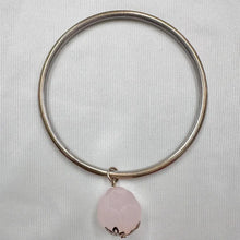 Vintage Gold -Tone Bangle with Pink Faceted Bead Charm | Minimalist Bracelet | Rose Quartz Style Statement Bangle