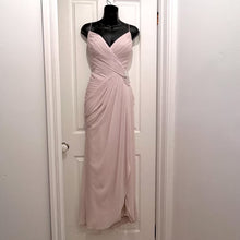 True Brides by Walters Beige Chiffon Evening Gown Size 10 Lace Up Back