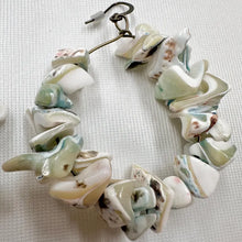 Vintage Mother of Pearl Chip Hoop Earrings | Shell Statement Hoops | Iridescent Beaded Earrings