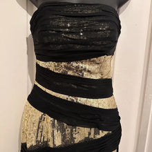 Vintage Black Gold Sequin Mermaid Gown | Strapless Old Hollywood Formal Dress