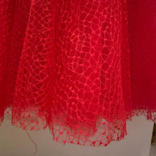Vintage 1980s Red Mermaid Gown | Sheer Lace Sleeves, Ruched Formal Dress