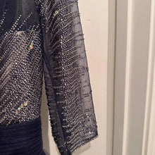 Vintage Tony Bowls Navy Beaded Tulle Evening Dress – Celestial Y2K Princess Gown
