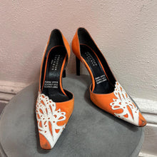 Christian Lacroix Orange Lace Detail Heels  Pointed Toe Stiletto Pumps EU 38 UK 5 Vintage Designer