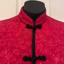 Vintage Red Floral Brocade Quilted Jacket | Mandarin Collar Frog Closure Coat